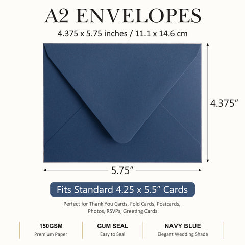 NingsPaper 50 Pieces Navy Blue A2 Envelopes for 4.25×5.5 Cards