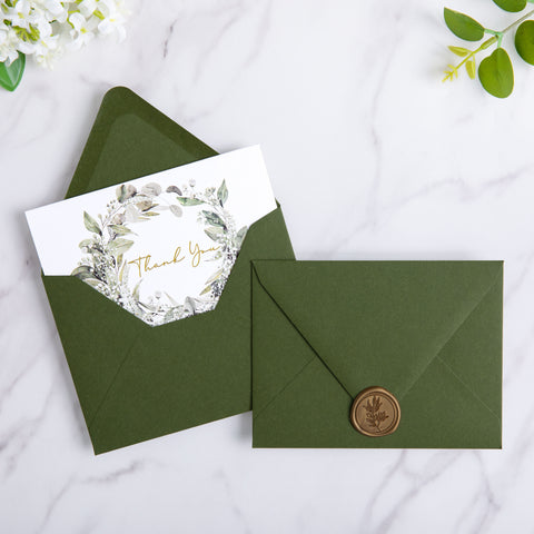 NingsPaper 50 Pieces Olive Green A2 Envelopes for 4.25×5.5 Cards