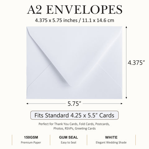 NingsPaper 50 Pieces White A2 Envelopes for 4.25×5.5 Cards