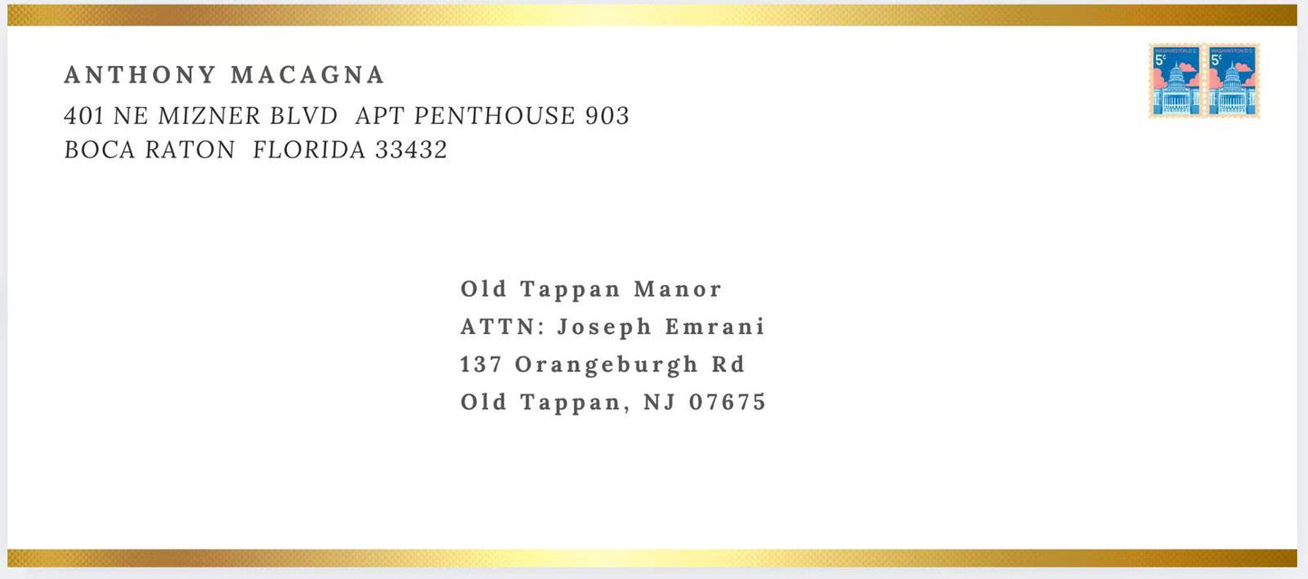 100 Pcs 4 1/8 x 9 1/2 Envelope with Gold Foil and Embossed.