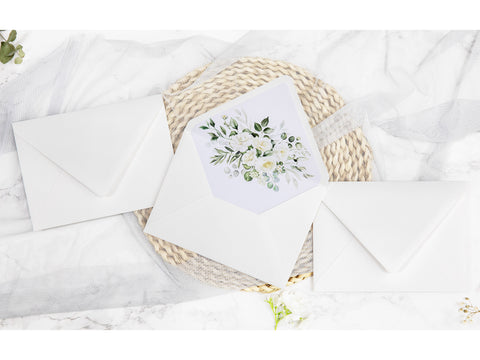 NingsPaper 50 Pieces Ivory Floral Liner Euro Flap Envelopes for  Wedding Invitation Card