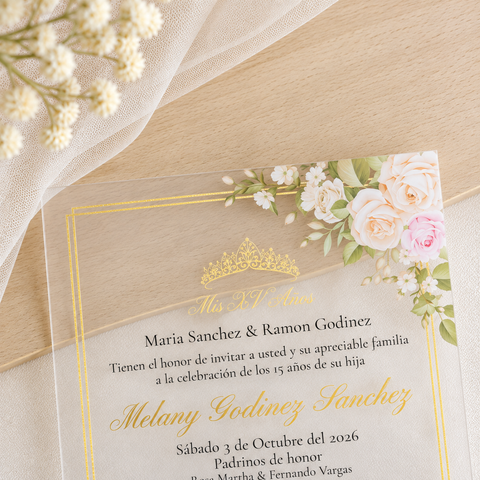 NingsPaper XV Años Invitations Acrylic Invitation Cards with Ivory Envelope-2mm/0.7"