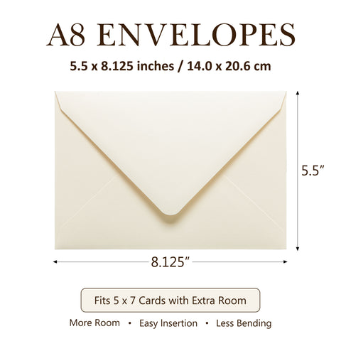 NingsPaper 50 Pieces A8 Envelopes, Large 5x7 Cream Envelopes