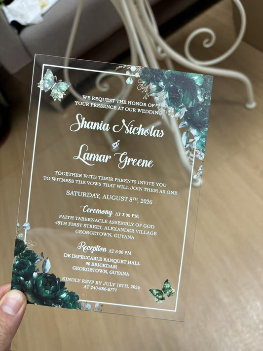120 pieces Acrylic Invitation Cards + laser cut with Envleope