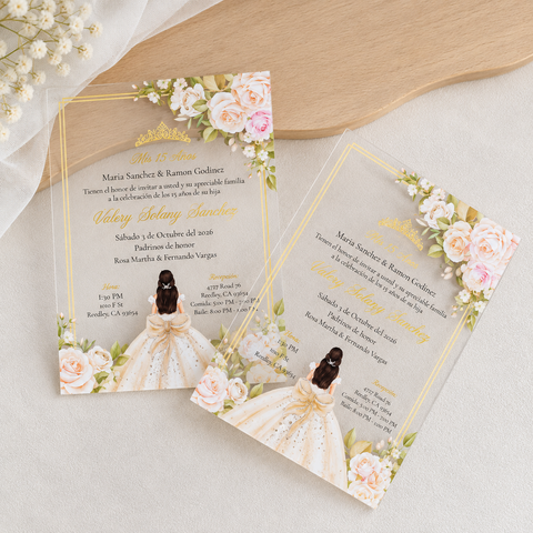 NingsPaper XV Años Invitations Acrylic Invitation Cards with Ivory Envelope-2mm/0.7"
