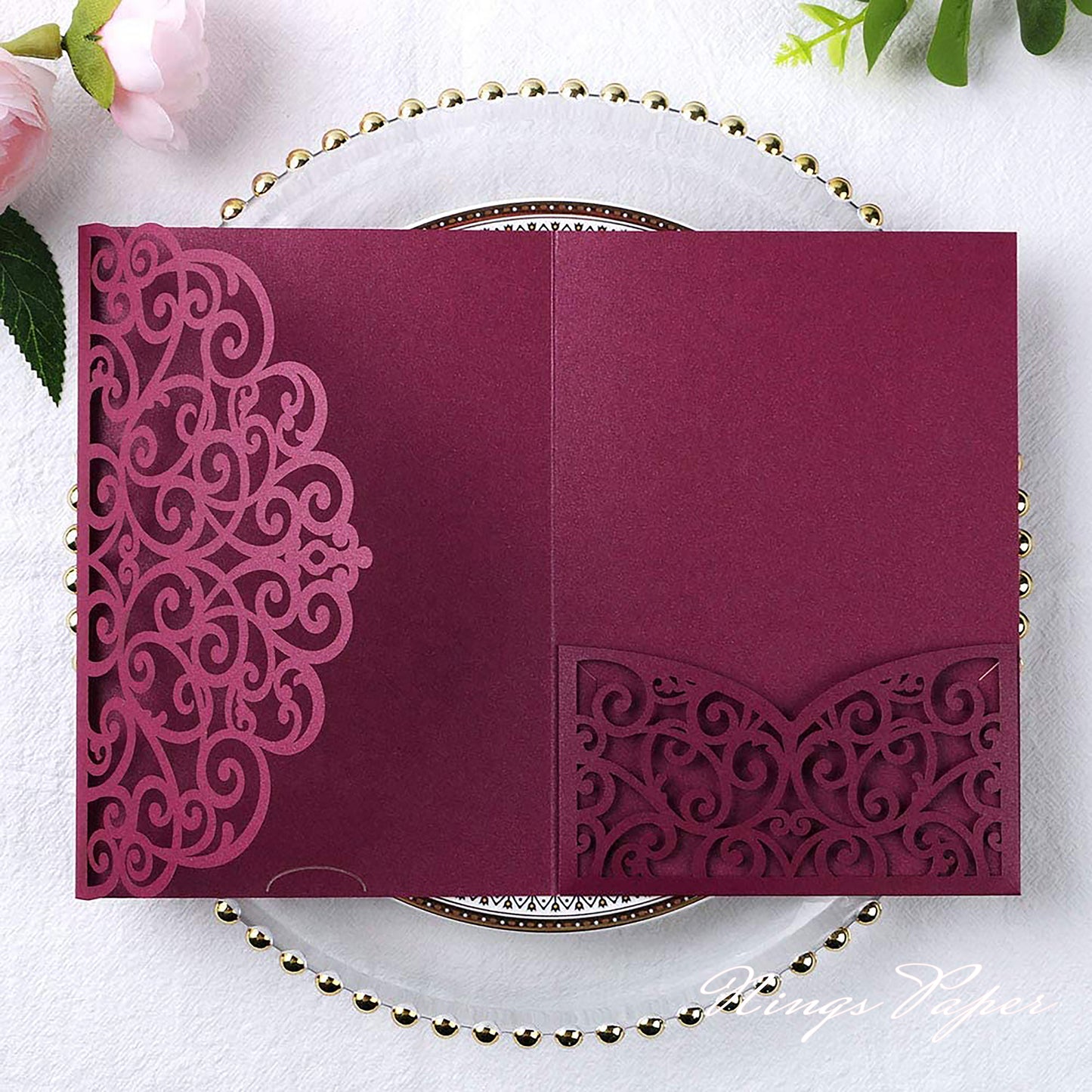 Sample Order Triple-Fold Laser Cut Invitation Cards with Envelopes