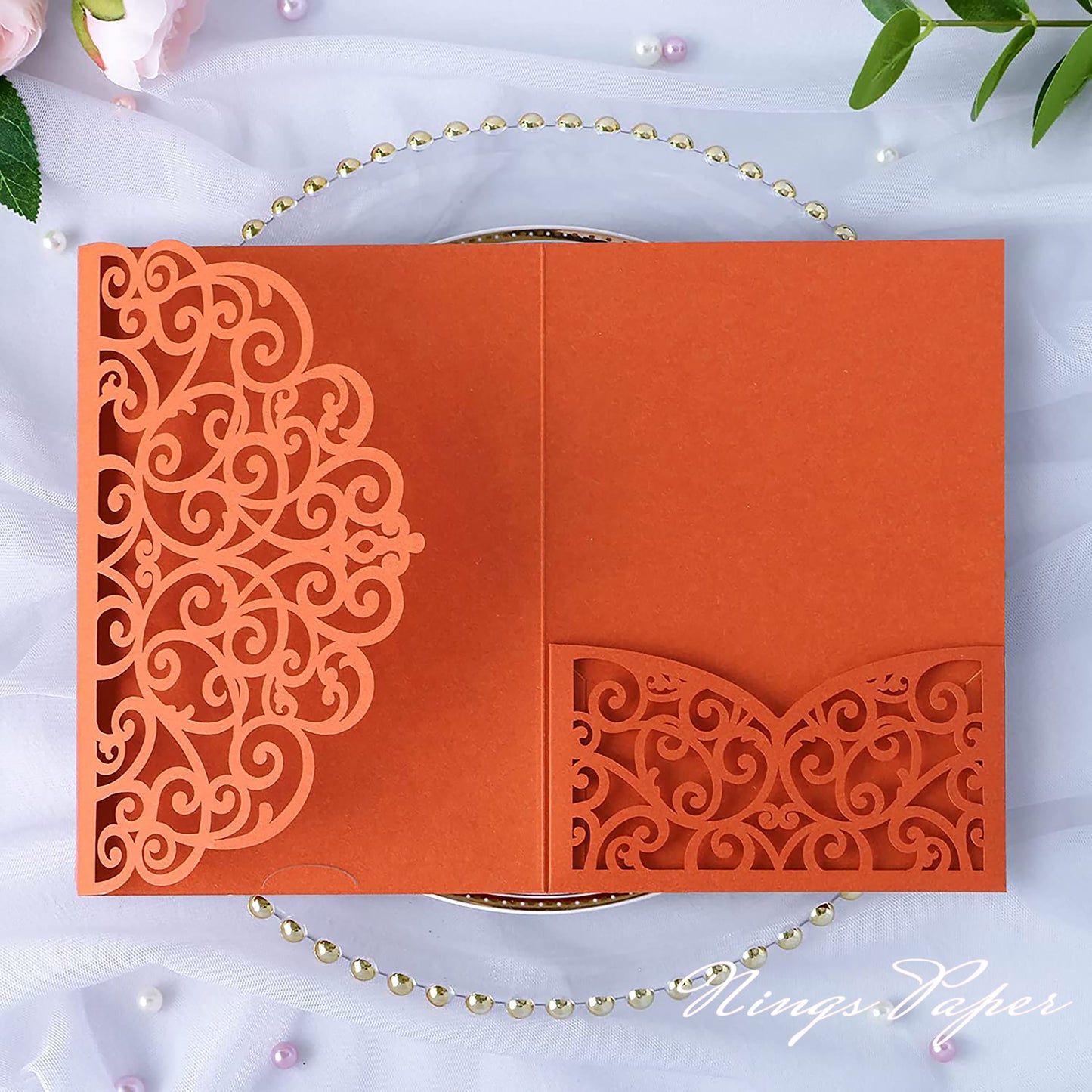 Sample Order Triple-Fold Laser Cut Invitation Cards with Envelopes