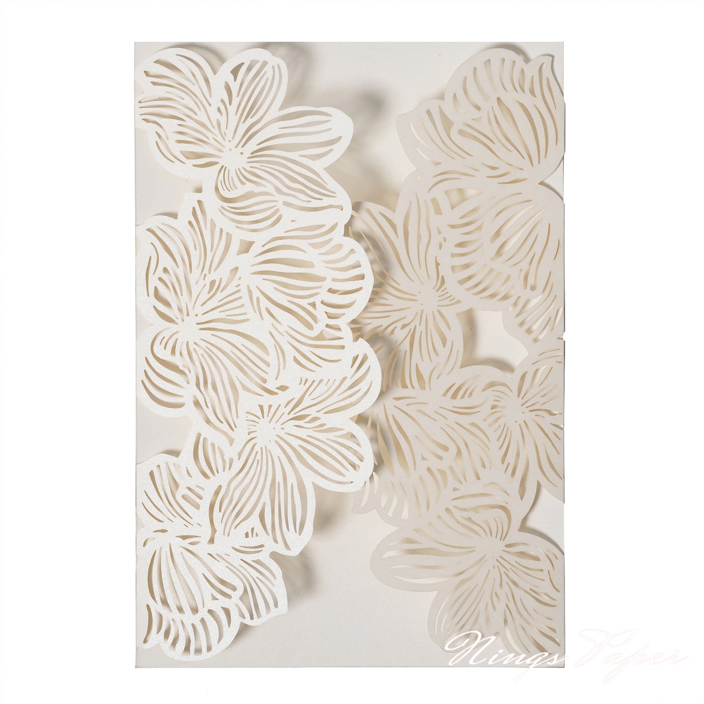 NingsPaper Ivory Exquisite Flower Laser Cut Pockets WPL0020